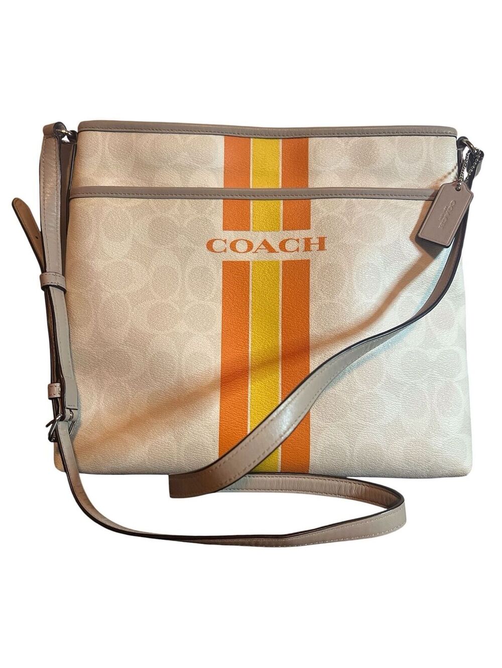 C32. Coach Signature Varsity Stripe Crossbody Bag (F38402)